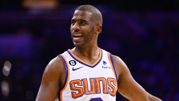 Chris Paul reacts after a foul call.